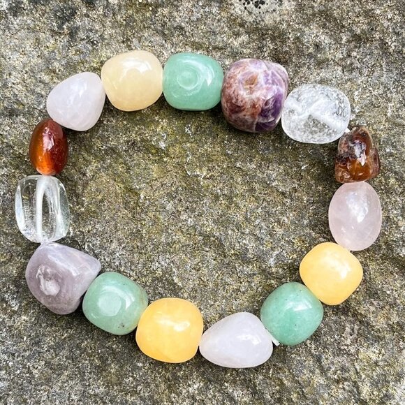 Multi Gemstone Nugget Bracelet Handmade - Picture 1 of 5